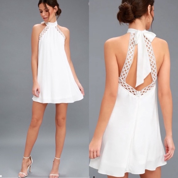 Lulus Dresses & Skirts - Lulu’s Any Sway, Shape or Form White Lace Halter Dress Small